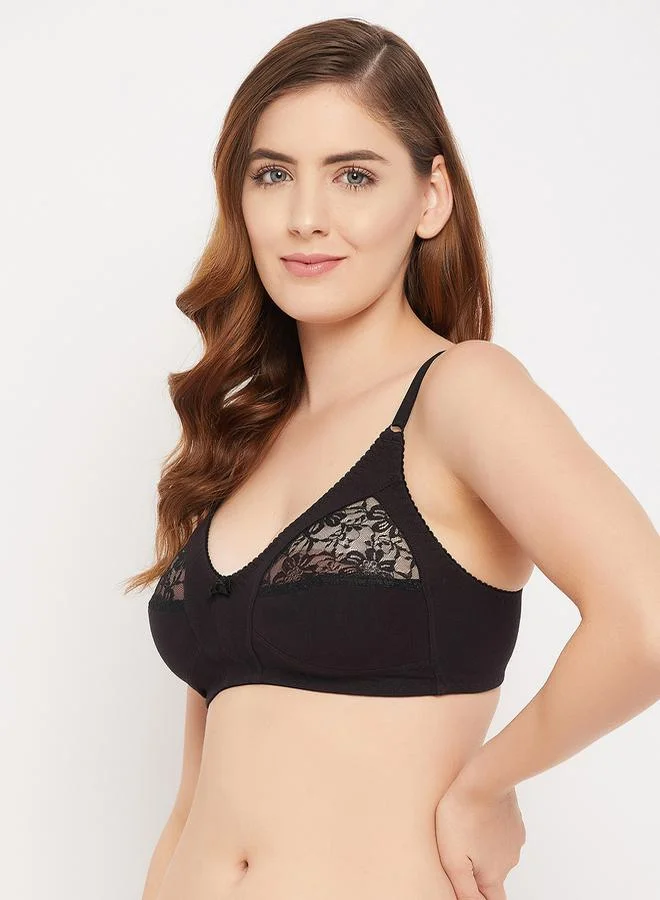 Clovia Cotton & Lace Non-Padded Non-Wired Full Cup Bra by Styli