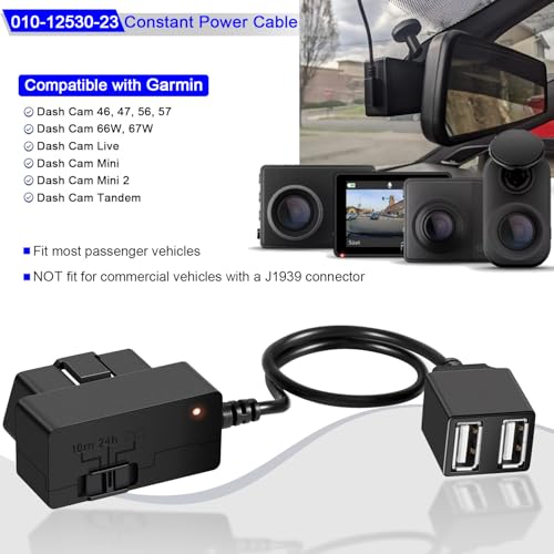 Bonbo 010-12530-23 Constant Vehicle Power Cable for Garmin Dash Cam 46, 47, 56, 57, 66W, 67W, Live, Mini, Mini 2, Tandem, Connect to Vehicle's OBD-II Port for Power Even When Parked and Turned Off - Image 2