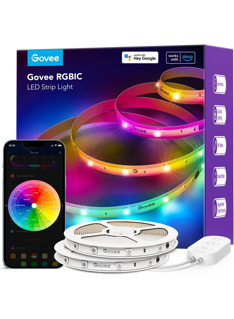 Govee Smart RGBIC LED Strip Lights 65.6ft, Alexa LED Light Strip Work with Google Assistant, Music Sync, DIY Multiple Colors on One Line, WiFi Color Changing Lights for Bedroom, Living Room, Holiday - Image 1