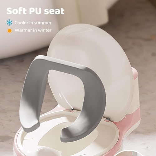 WISHKEY Plastic Comfortable Baby Western Style Toilet Training Pink Potty Seat For Kids With Upper Closing Lid and Removable Bowl (Pack Of 1 Pink) - Image 3