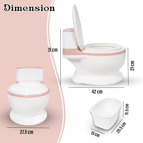 WISHKEY Plastic Comfortable Baby Western Style Toilet Training Pink Potty Seat For Kids With Upper Closing Lid and Removable Bowl (Pack Of 1 Pink) - Image 2