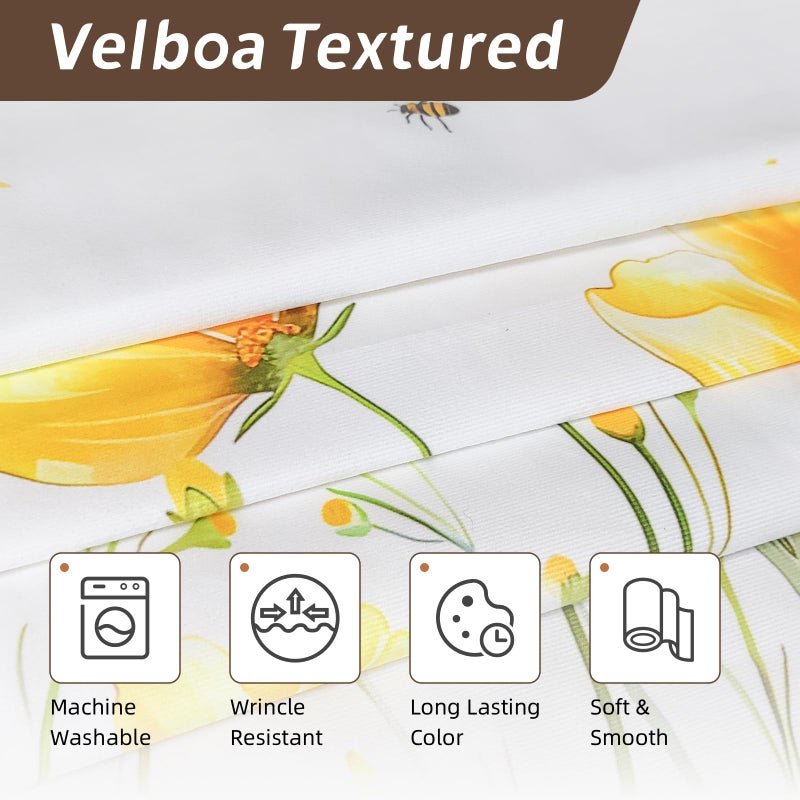 Stanoha Kitchen Curtains (2 Pcs) Over Sink for Bathroom Window Cafe Basement Cortinas para Cocina Farmhouse Short Mini Curtain Flower Bee Summer Daisy Elegant Country Rustic Modern Cute - 26Ã—36" - Image 3