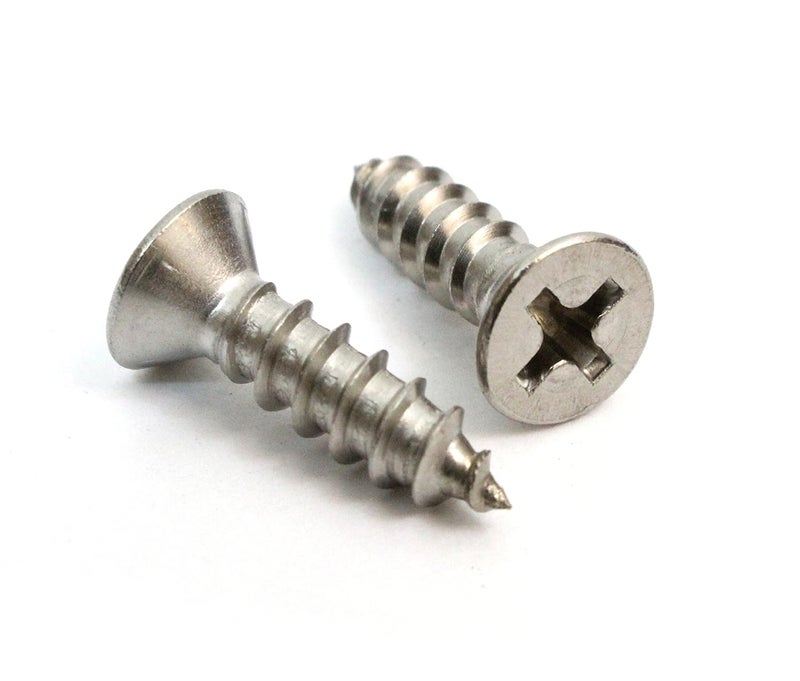 Bolt Dropper No. 6 x 3/4" Stainless Steel Flat Head Phillips Wood Screw, (100 pc), 18-8 (304) Stainless Steel Sheet Metal Screws- Type A Point, Plain Finish - Image 1