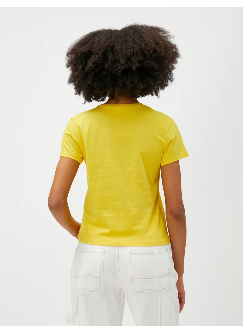 كوتون Slogan Printed T-Shirt Short Sleeve Crew Neck Cotton
