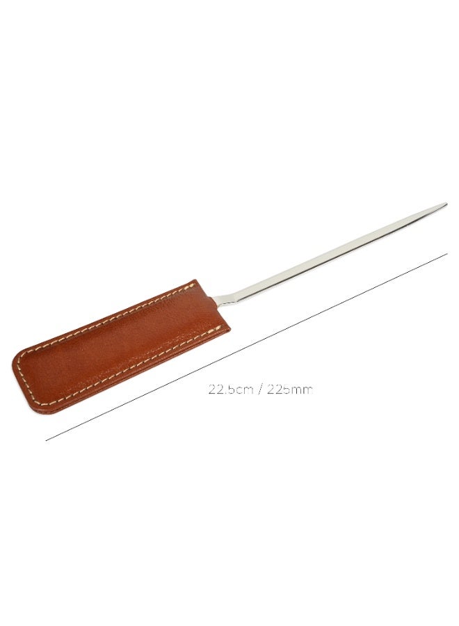 FIS Letter Opener for Desk Set, German Bonded Leather Handle Materials Brown Color, Silver Blade Color-FSDSLOSBLBR - Image 1