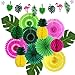 zilue Hawaiian Party Decorations Tropical Birthday Party Supplies Flamingo and Palm Leaves Banner Tissue Paper Fan Pineapple Honeycomb Ball for Summer Luau Bachelorette Party - Image 3
