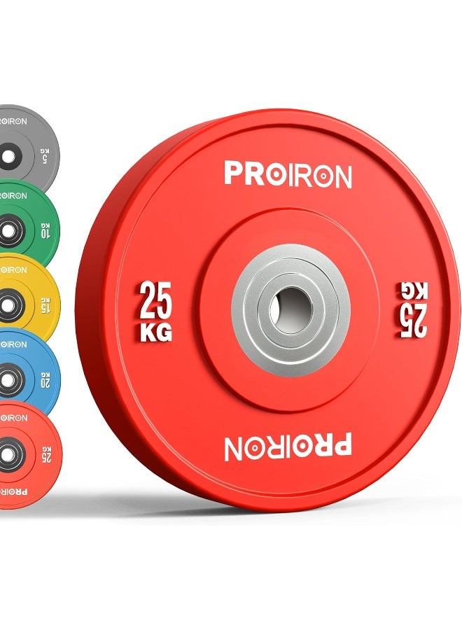 PROIRON 2" Olympic Bumper Plate Rubber Weight Plates with Steel Hub Color Rubber plate for Weight Lifting and Strength Training 5KG 10KG 15KG 20KG - Image 1