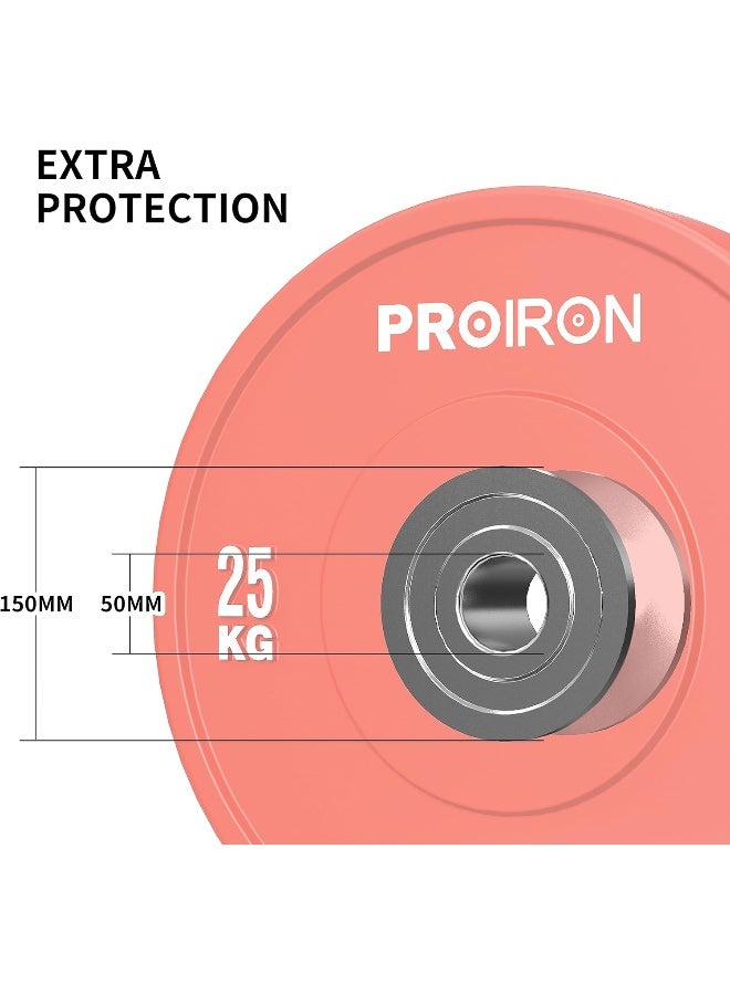 PROIRON 2" Olympic Bumper Plate Rubber Weight Plates with Steel Hub Color Rubber plate for Weight Lifting and Strength Training 5KG 10KG 15KG 20KG - Image 2