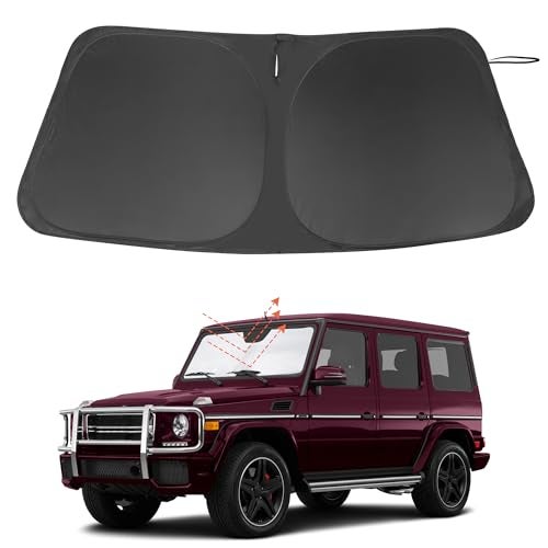 LHFLIVE Windshield Sun Shade Custom Fit for 1990-2018 Mercedes Benz G W463 G550 G55 G63 G65 Accessories(Not for 2019-2021 Mercedes Benz G Class) Accessories Foldable Sunshade Keep Car Cooler - Image 1