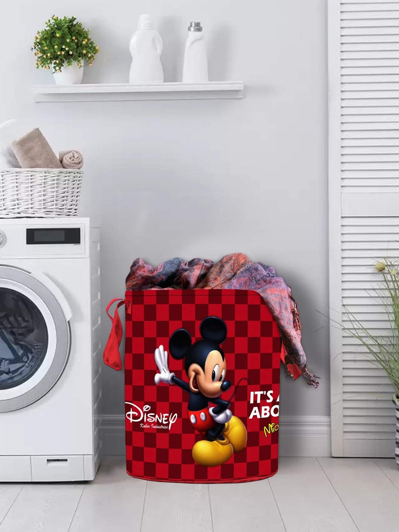 Kuber Industries Heart Home Disney Mickey Minnie Print Non Woven Fabric Foldable Laundry Basket, Toy Storage Basket, Cloth Storage Basket with Handles, 45 LTR (Set of 2, Maroon & Pink)-HEART10753 - Image 4