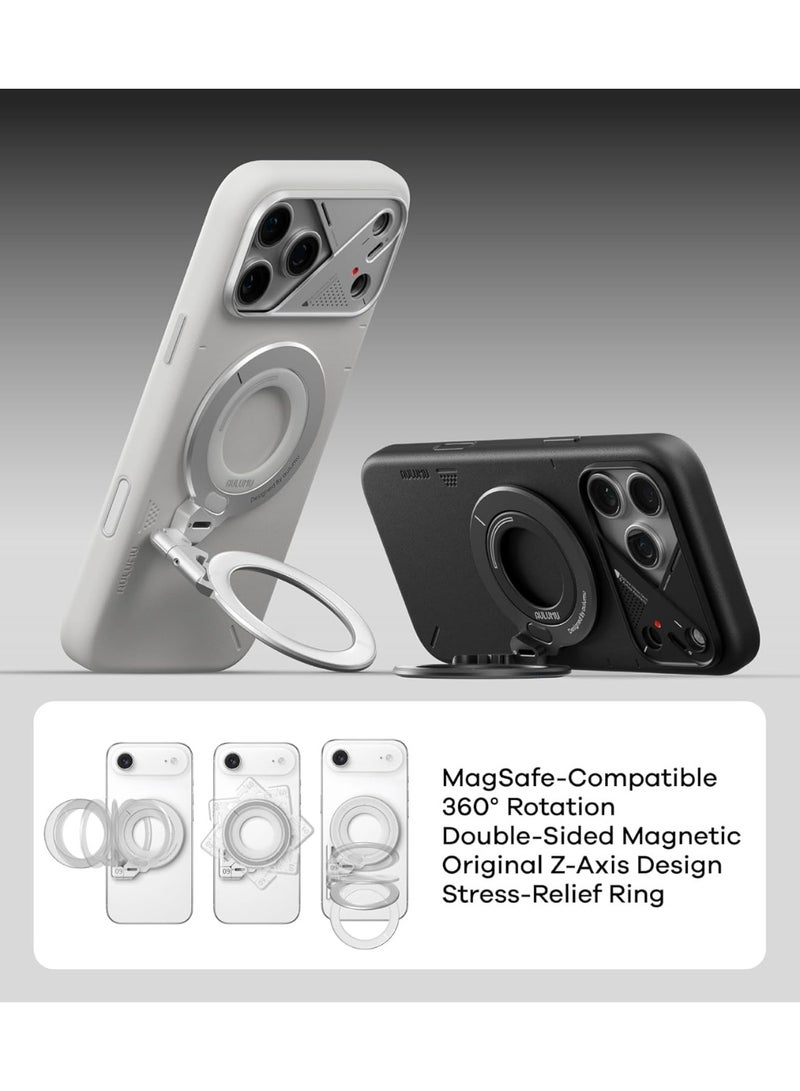 Aulumu G09 Magnetic Ring Grip | Omnidirectional Rotation | MagSafe Compatible | Aluminium Alloy Construction | Stable Dual-Sided Magnetic Attachment | Includes Handle Ring Phone Stand- Black - Image 3