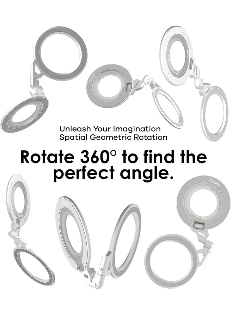 Aulumu G09 Magnetic Ring Grip | Omnidirectional Rotation | MagSafe Compatible | Aluminium Alloy Construction | Stable Dual-Sided Magnetic Attachment | Includes Handle Ring Phone Stand- Black - Image 5
