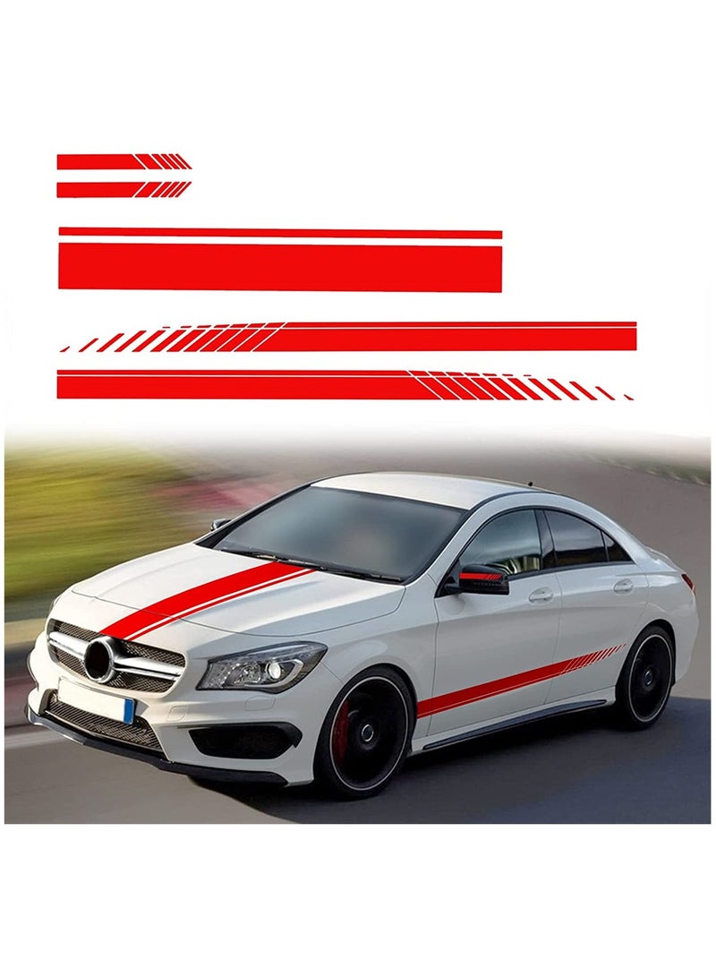 SYOSI Car Sticker, Car Hood, Car Body, Car Rearview Mirror, Modified Sport Style Stripe Sticker, Graphic Vinyl Racing Stripe Decal Decoration Accessories Sticker for Cars Red, 5 PCS - Image 1