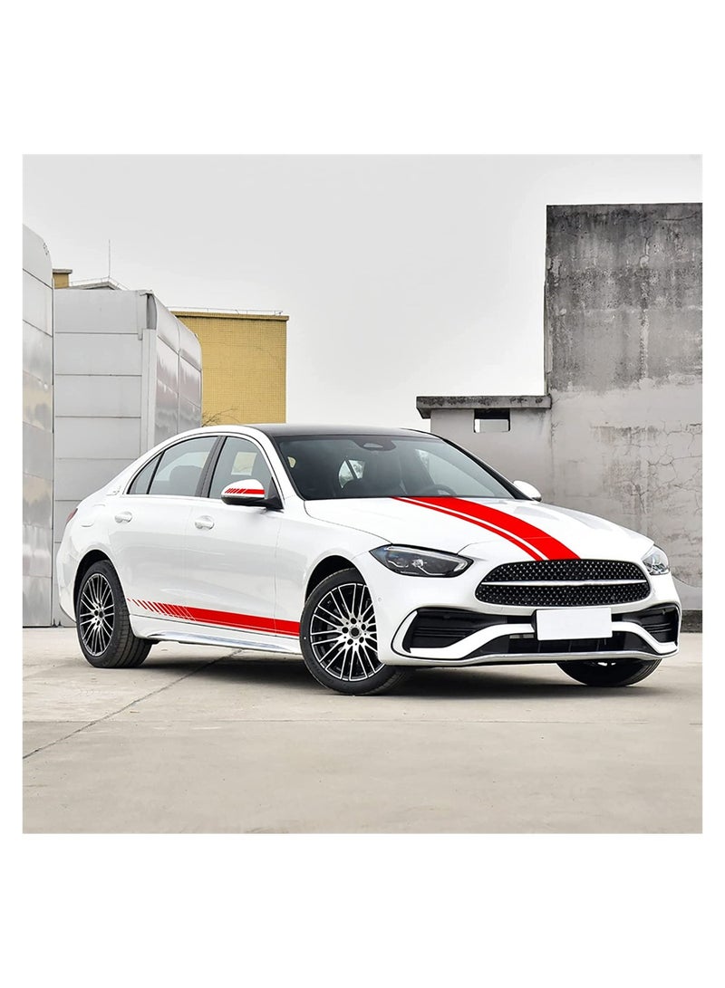 SYOSI Car Sticker, Car Hood, Car Body, Car Rearview Mirror, Modified Sport Style Stripe Sticker, Graphic Vinyl Racing Stripe Decal Decoration Accessories Sticker for Cars Red, 5 PCS - Image 4