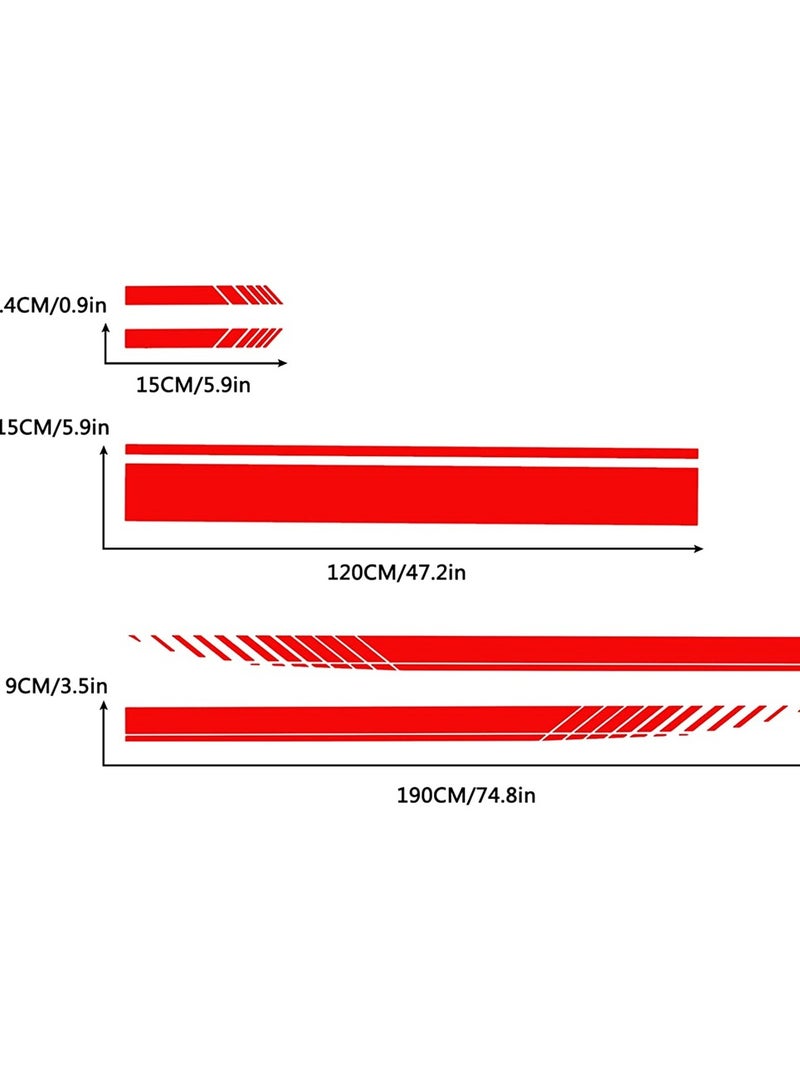 SYOSI Car Sticker, Car Hood, Car Body, Car Rearview Mirror, Modified Sport Style Stripe Sticker, Graphic Vinyl Racing Stripe Decal Decoration Accessories Sticker for Cars Red, 5 PCS - Image 2