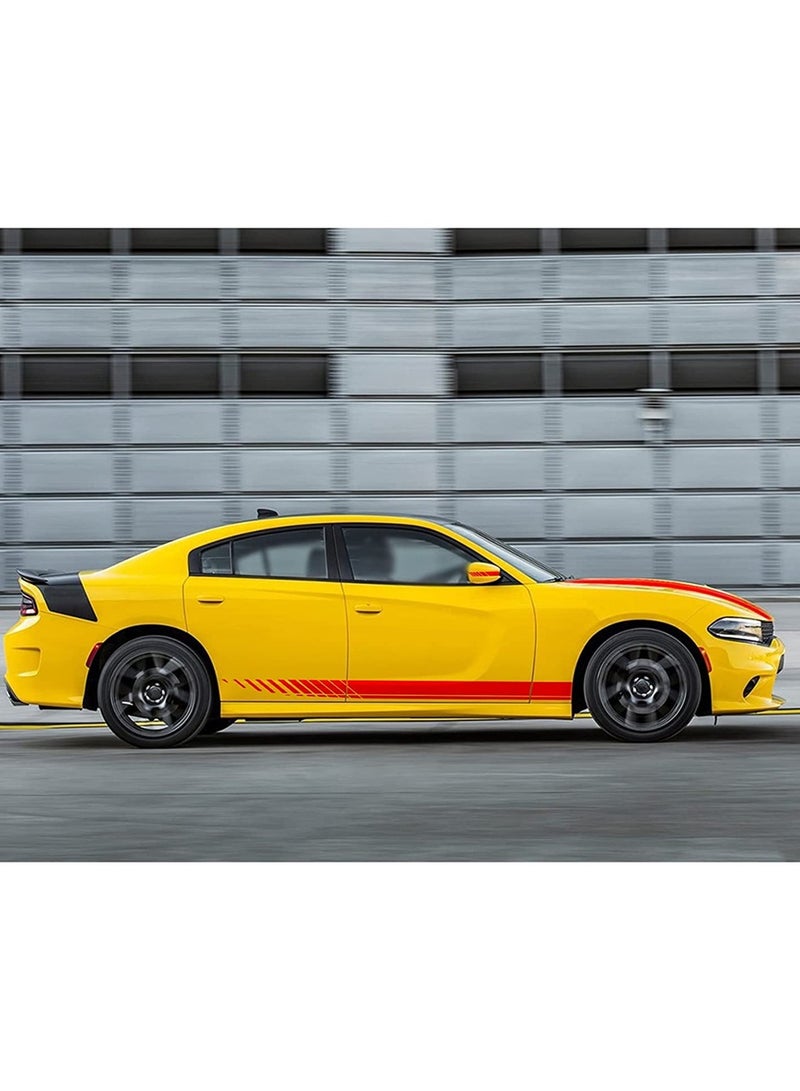 SYOSI Car Sticker, Car Hood, Car Body, Car Rearview Mirror, Modified Sport Style Stripe Sticker, Graphic Vinyl Racing Stripe Decal Decoration Accessories Sticker for Cars Red, 5 PCS - Image 5