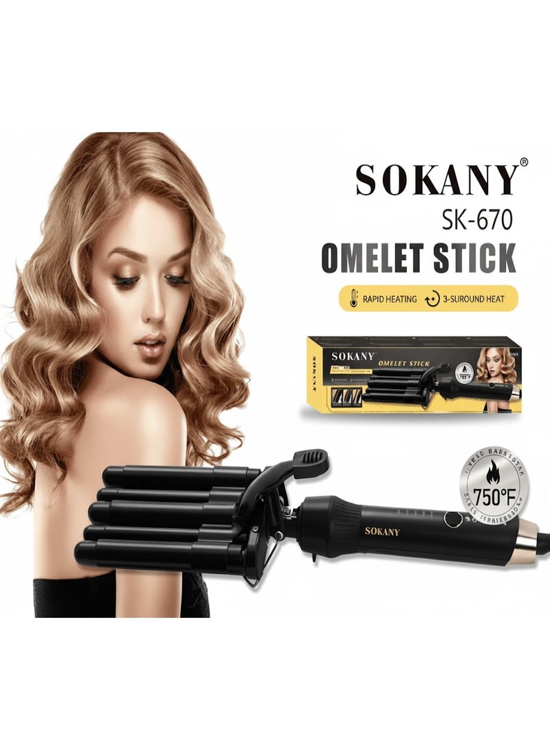 Sokany Multi-Finger Curling Iron for Curly Hair – with Smart Heat Control – 5 Temperature Settings and Non-Stick Plates for Smooth, Damage-Free Styling - Image 1