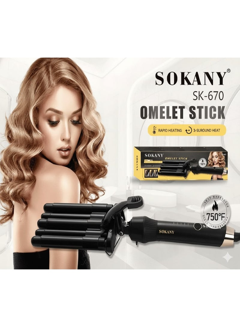 Sokany Multi-Finger Curling Iron for Curly Hair – with Smart Heat Control – 5 Temperature Settings and Non-Stick Plates for Smooth, Damage-Free Styling - Image 3