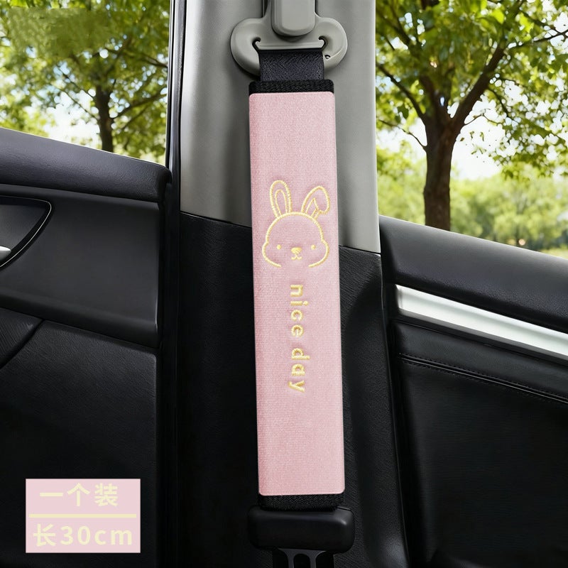 Wholesale Short Plush Embroidered Solid Color Car Seat Belt Shoulder Cover for Long-Distance Truck Interior Decoration