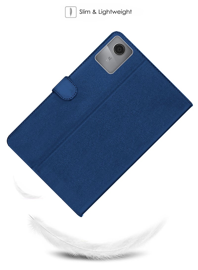 OMAKER Lenovo Tab M11 2024 (11 inch) PU Leather Magnetic Closure Flip Case Cover (TCFPSR) - Navy Blue - Image 2