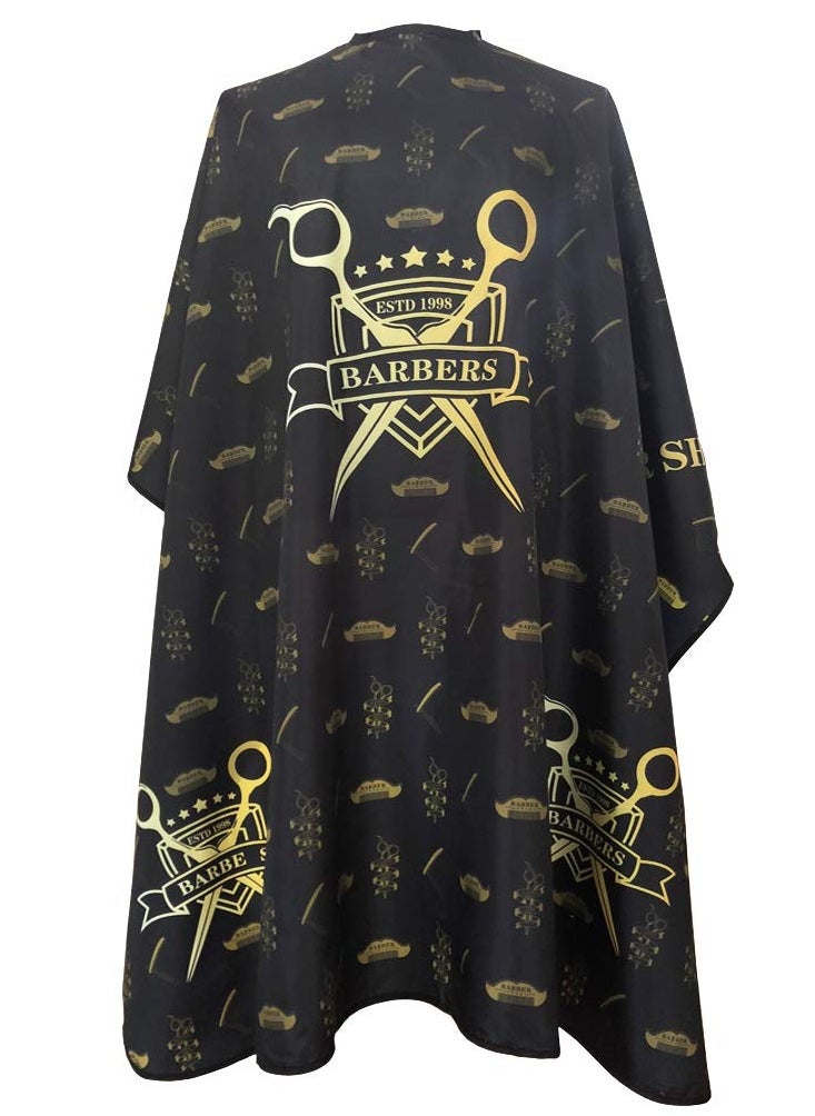 Pelocapa - Barber Capes for Men, Hair Cutting Cape with Metal Snap Closure, Professional Salon Cape, Large Waterproof Hairdressing Cape for Hairstylist- 63”× 56” (Black & Gold) - Image 1