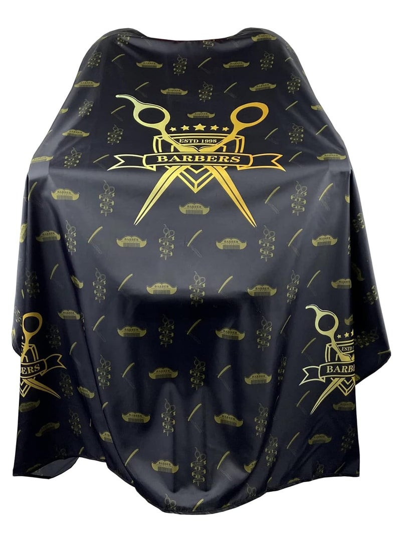 Pelocapa - Barber Capes for Men, Hair Cutting Cape with Metal Snap Closure, Professional Salon Cape, Large Waterproof Hairdressing Cape for Hairstylist- 63”× 56” (Black & Gold) - Image 1