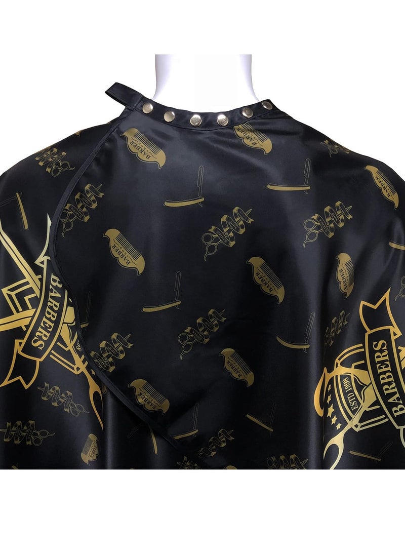 Pelocapa - Barber Capes for Men, Hair Cutting Cape with Metal Snap Closure, Professional Salon Cape, Large Waterproof Hairdressing Cape for Hairstylist- 63”× 56” (Black & Gold) - Image 1