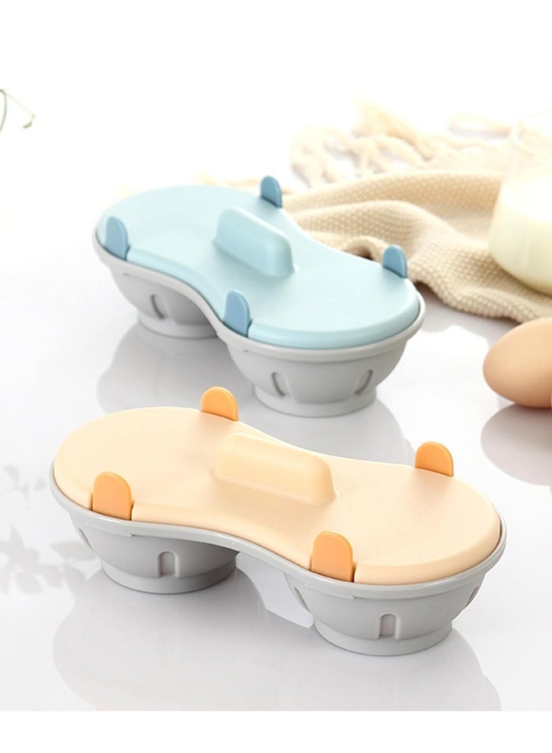 2 Cavity Egg Poacher, Safety Microwave Double Egg Poaching Cups Ware, Easy Breakfast Egg Cooking with Cover for Oven Stovetop Steamer(Orange) - Image 3