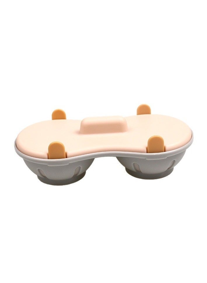2 Cavity Egg Poacher, Safety Microwave Double Egg Poaching Cups Ware, Easy Breakfast Egg Cooking with Cover for Oven Stovetop Steamer(Orange) - Image 2