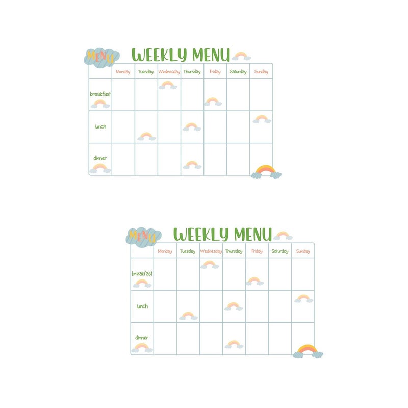 2pcs Sticky Meal Planner Refrigerator Dry Erase Reusable Weekly Menu Board Schedule - Image 1
