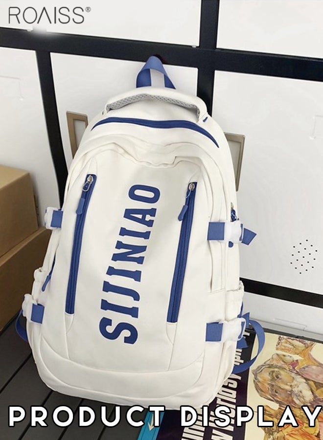 roaiss Large Capacity Fashion Contrast Backpack Campus Travel Multi Pocket Adjustable Shoulder Strap Backpack Fashion and Durable Student Computer Backpack for Students Teens Girl School Bag Nylon Daypack  - Image 4