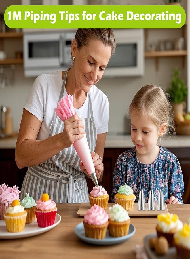 Suuker 1M Cake Decorating Tips, Seamless Stainless Steel Large Star Piping Tips Set, Open Star Frosting Tips for Cupcakes, Cookie and Cake Decorating, 3 Pieces - Image 2