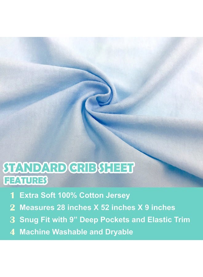 American Baby Company 3 Pack Fitted Crib Sheets 28" x 52", Soft Breathable Neutral 100% Cotton Jersey Sheet, Blue, for Boys and Girls, Fits Crib and Toddler Bed mattresses  - Image 3