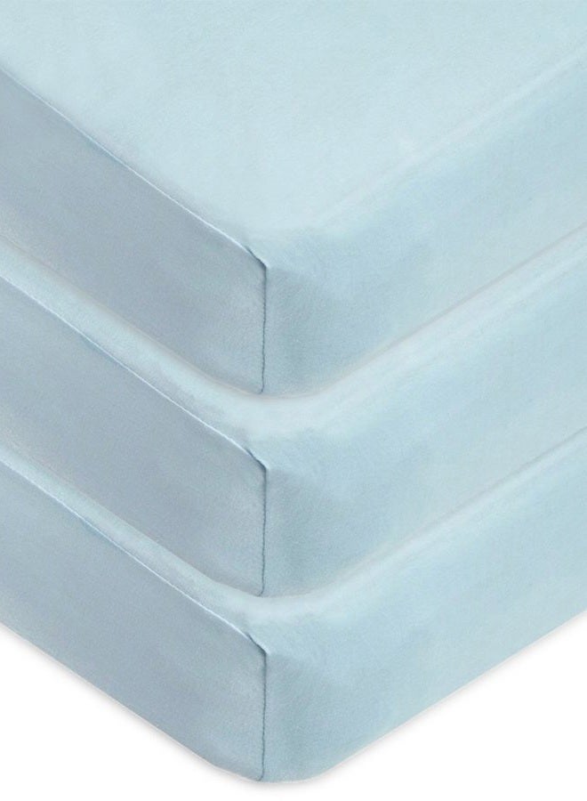 American Baby Company 3 Pack Fitted Crib Sheets 28" x 52", Soft Breathable Neutral 100% Cotton Jersey Sheet, Blue, for Boys and Girls, Fits Crib and Toddler Bed mattresses  - Image 1