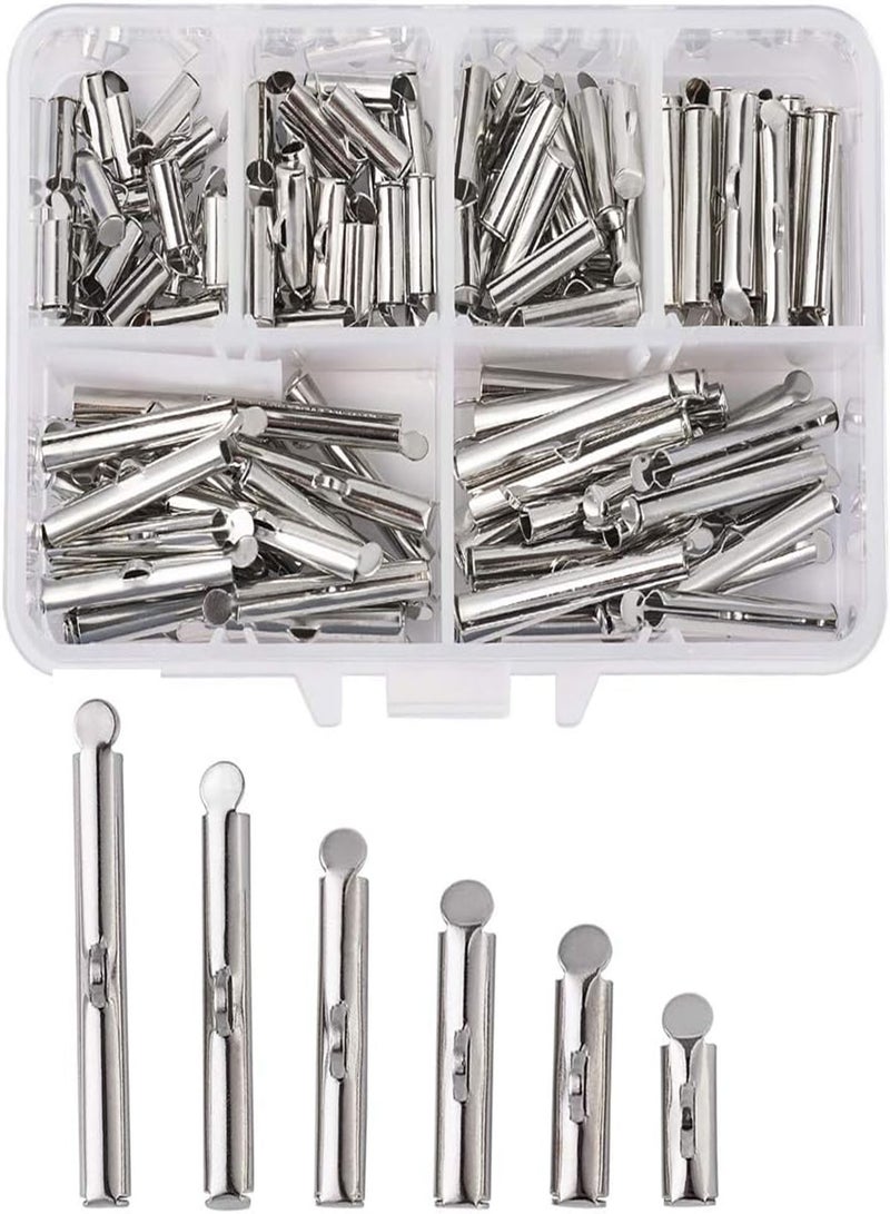 GGOOT Pandahall 1Box/120pcs Iron Slide On End Clasp Tubes Slider End Caps Crimp End Tube for Round 11/0 or 8/0 Seed Beads Platinum 10mm/13mm/16mm/20mm/25mm/30mm - Image 1