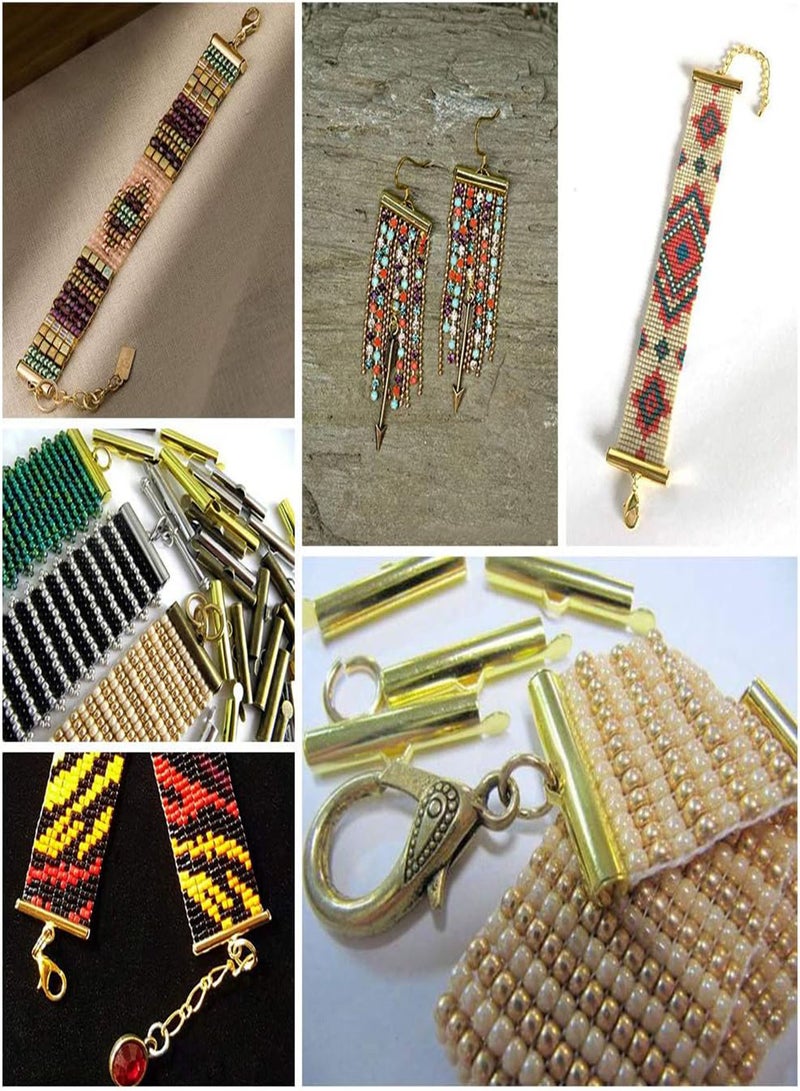 GGOOT Pandahall 1Box/120pcs Iron Slide On End Clasp Tubes Slider End Caps Crimp End Tube for Round 11/0 or 8/0 Seed Beads Platinum 10mm/13mm/16mm/20mm/25mm/30mm - Image 4