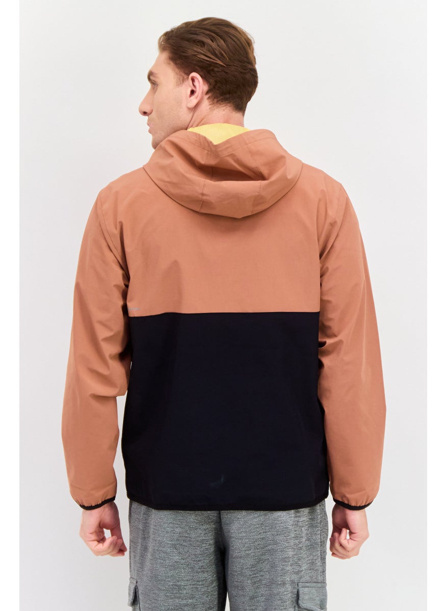 Hurley - Men Hooded Brand Logo Windbreaker Jacket, Brown - Image 1