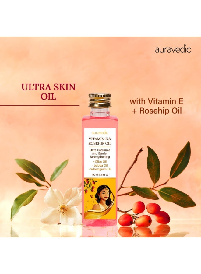 Auravedic Vitamin E & Rosehip Oil  for Face Body oil 100ml - Image 3