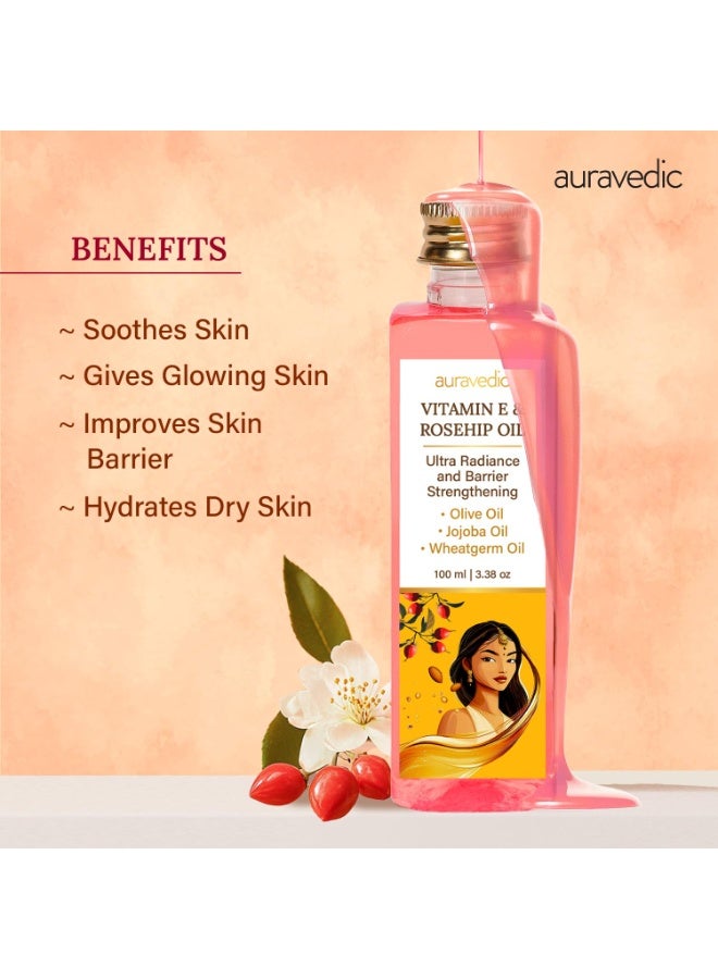 Auravedic Vitamin E & Rosehip Oil  for Face Body oil 100ml - Image 2