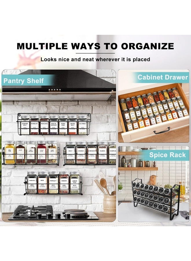 SKY-TOUCH عبوة 24 برطمان توابل زجاجية مع أغطية رش، برطمانات توابل محكمة مع ملصقات للمطبخ، التوابل، الخزانة، الدرج، 120 مل زجاج، مع قمع قابل للطي وقلم مارك - Image 4