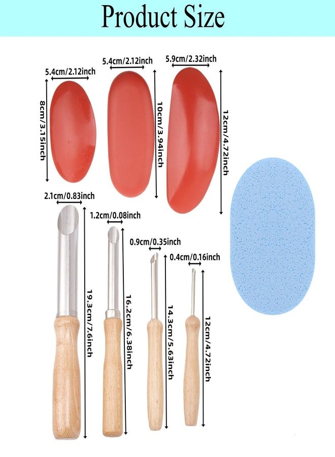 Accfore 3 Sizes Rubber Pottery Clay Ribs+4 Stainless Steel Circular Clay Hole Cutters+3 Pottery Sponge for Clay Sculpting Texturing Artists Modeling Potte - Image 2