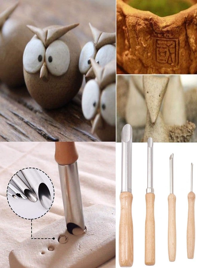 Accfore 3 Sizes Rubber Pottery Clay Ribs+4 Stainless Steel Circular Clay Hole Cutters+3 Pottery Sponge for Clay Sculpting Texturing Artists Modeling Potte - Image 4