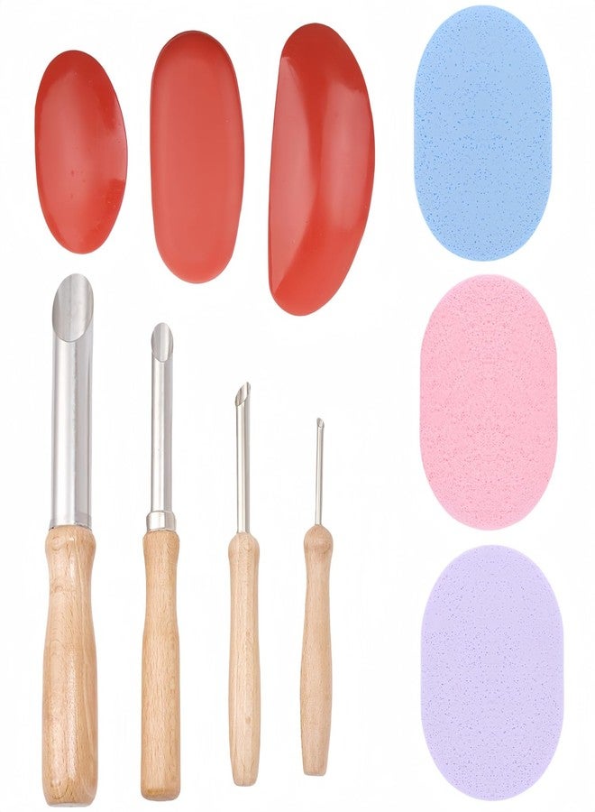 Accfore 3 Sizes Rubber Pottery Clay Ribs+4 Stainless Steel Circular Clay Hole Cutters+3 Pottery Sponge for Clay Sculpting Texturing Artists Modeling Potte - Image 1
