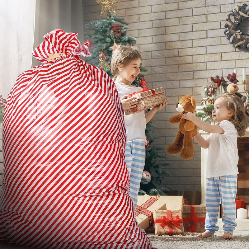 klarako 3 Pieces 56 Inch Extra Large Christmas Gift Bag Oversized Holiday Plastic Gift Bags Jumbo Gift Wrapping Bags Storage Bag for Xmas Party Favors Supplies Gift Wrapper Heavy Duty Bag (Novel Style) - Image 5