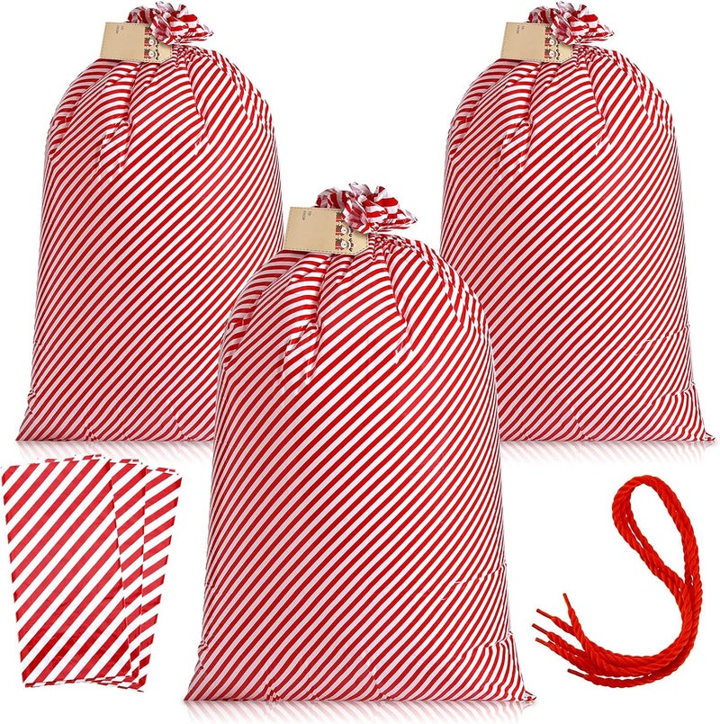 klarako 3 Pieces 56 Inch Extra Large Christmas Gift Bag Oversized Holiday Plastic Gift Bags Jumbo Gift Wrapping Bags Storage Bag for Xmas Party Favors Supplies Gift Wrapper Heavy Duty Bag (Novel Style) - Image 1