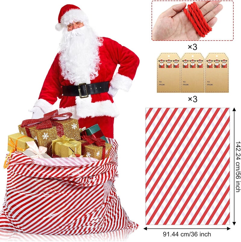 klarako 3 Pieces 56 Inch Extra Large Christmas Gift Bag Oversized Holiday Plastic Gift Bags Jumbo Gift Wrapping Bags Storage Bag for Xmas Party Favors Supplies Gift Wrapper Heavy Duty Bag (Novel Style) - Image 2