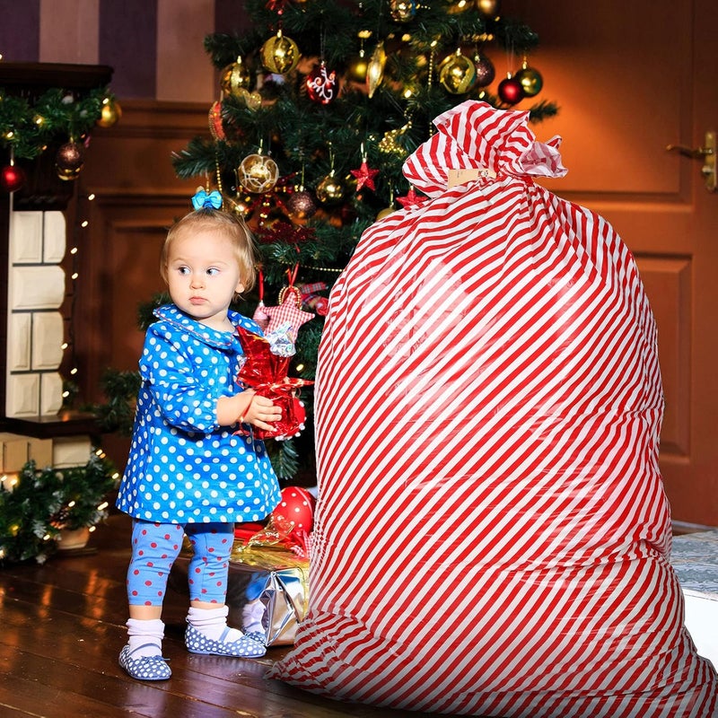 klarako 3 Pieces 56 Inch Extra Large Christmas Gift Bag Oversized Holiday Plastic Gift Bags Jumbo Gift Wrapping Bags Storage Bag for Xmas Party Favors Supplies Gift Wrapper Heavy Duty Bag (Novel Style) - Image 3