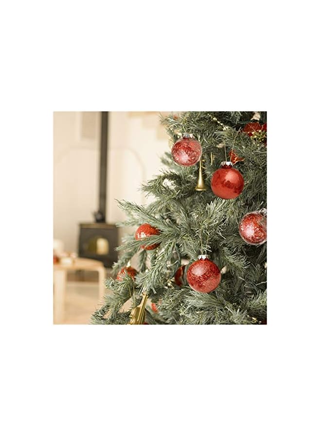 The Bros 30 قطعة زينة حفلات 6 سم هدايا مراكز التسوق كرات عيد الميلاد المعلقة غير قابلة للكسر زينة شجرة مزينة بوضوح DIY للمنزل (اللون: أحمر) - Image 2