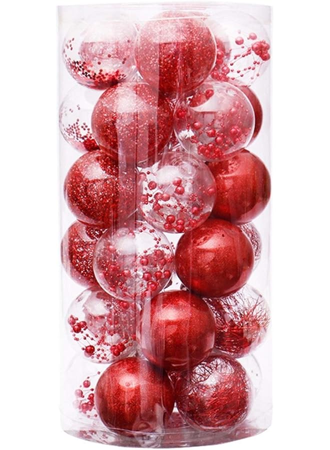 The Bros 30 قطعة زينة حفلات 6 سم هدايا مراكز التسوق كرات عيد الميلاد المعلقة غير قابلة للكسر زينة شجرة مزينة بوضوح DIY للمنزل (اللون: أحمر) - Image 1