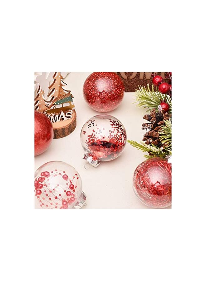 The Bros 30 قطعة زينة حفلات 6 سم هدايا مراكز التسوق كرات عيد الميلاد المعلقة غير قابلة للكسر زينة شجرة مزينة بوضوح DIY للمنزل (اللون: أحمر) - Image 3